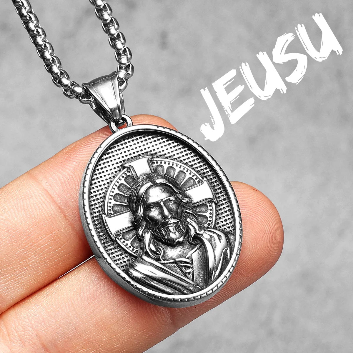 Jesus Heart Cross Series Stainless Steel Men Necklaces Pendant Chain Powerful Amulet Vintage For Women Jewelry Gifts Wholesale