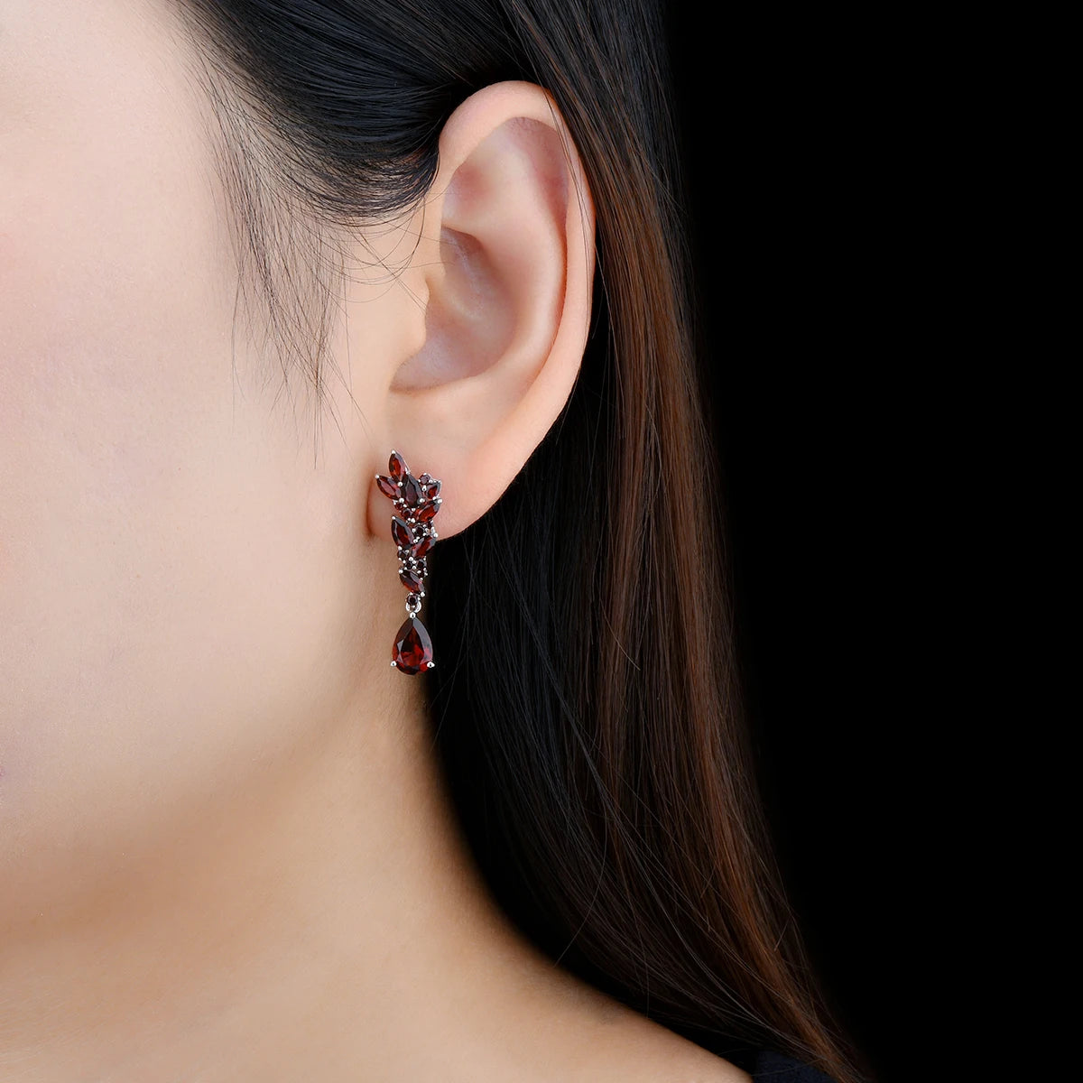 Natural Red Garnet Sterling Silver Drop Earring Women Romantic Style 5.8 Carats Genuine Gemstone Christmas Gift Top Quality