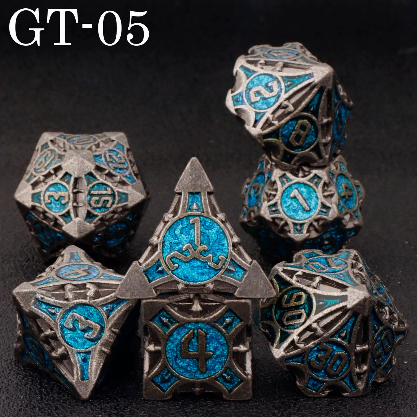 Dnd metal dice set ，red metal dice set for dungeons and dragons ，sharp edge d&d dice set GT-05