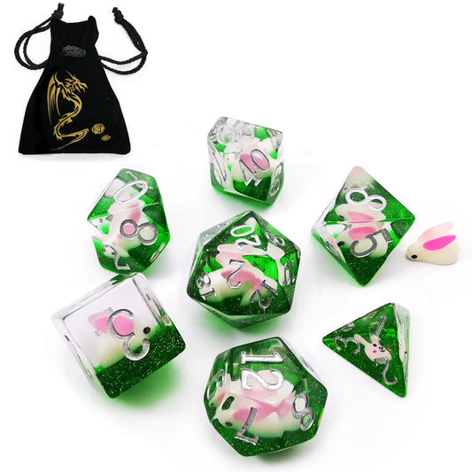 Bescon Oversized DND Animal Dice Set, Giant 7pcs Polyhedral D&D Dice Set, Big Sized RPG Dice Rabbit and Yellow Duck