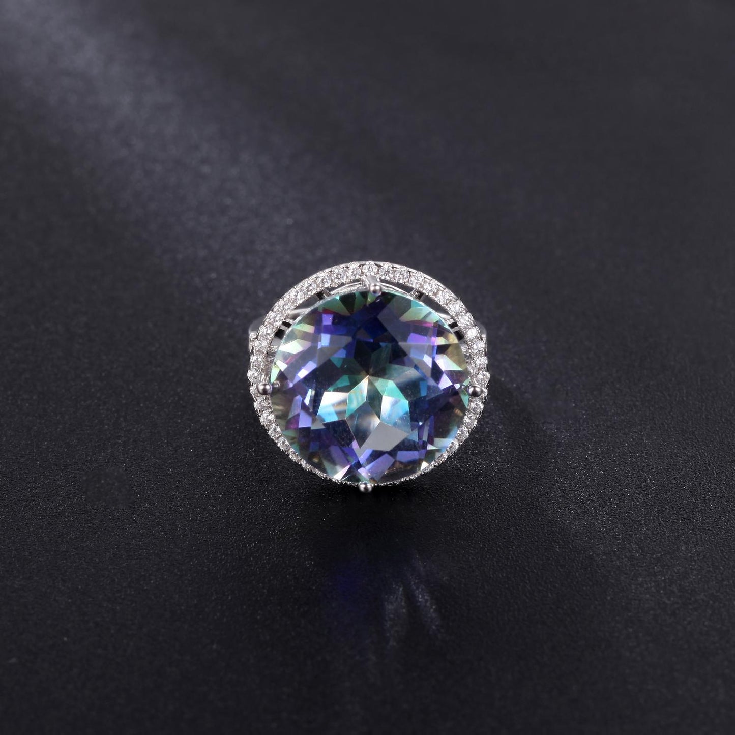 GEM&#39;S BALLET 925 Sterling Silver Gemstone Rings Blueish Mystic Topaz Vintage Cocktail Ring For Women Party Jewelrt