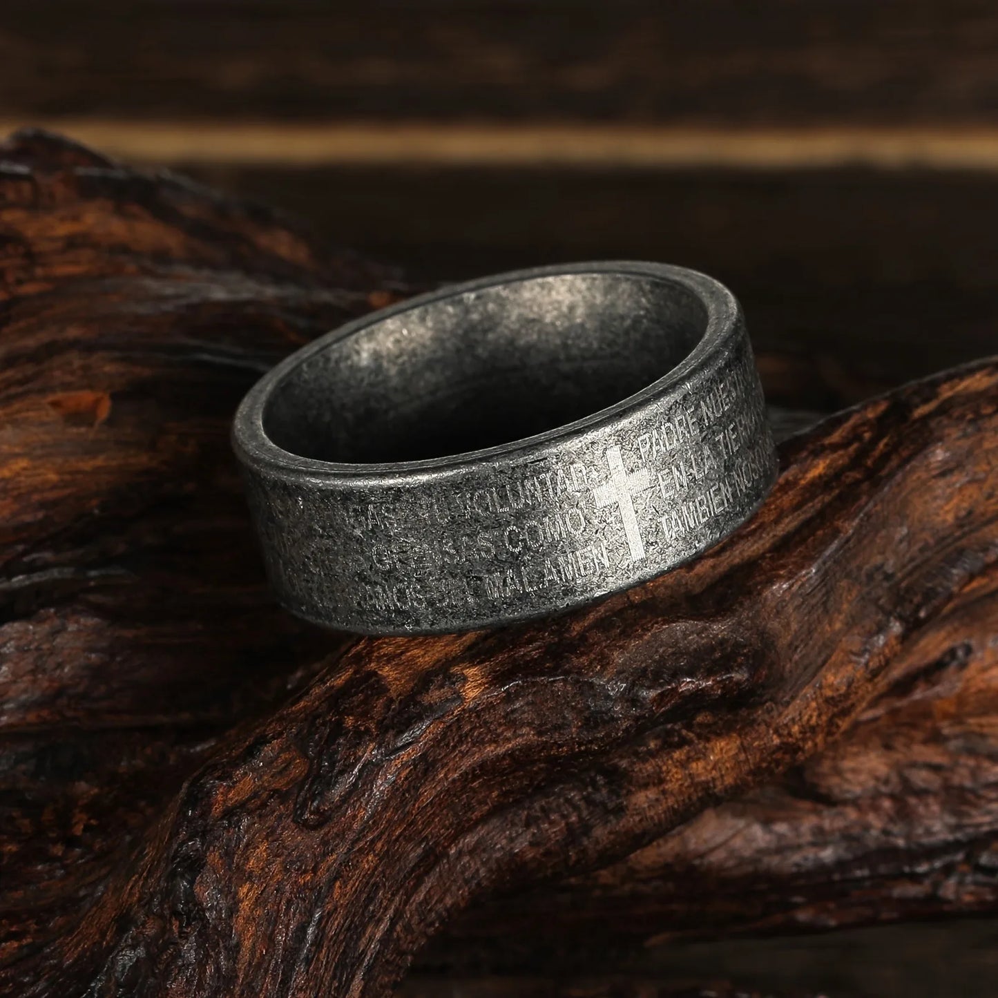 Vintage Men's Stainless Steel Bible Verse Jesus Cross Rings For Men Christian Cross Religious Ring Men Amulet Jewelry Wholesale