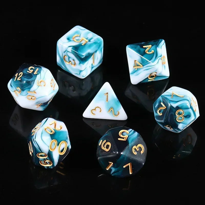 7 Pcs of Colorful Dice D20 D12 D10 D8 D6 D4 for DND Table Board Game Running Group Acrylic Digital Dice Set lmzl