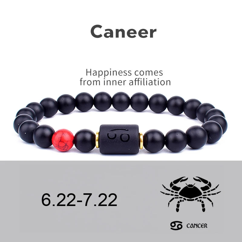 12 Zodiac Signs Constellation Charm Bracelet Men Women Fashion Tiger Eye Stone Beaded Bracelets Virgo Leo Libra Couple Jewelry
