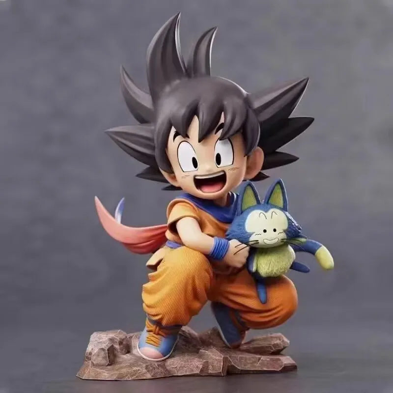 Dragon Ball Kawaii Figurine Childhood Son Goku Hold Puaru Action Figures Anime Model Doll Collection Desktop Decoration Toy About 15cm