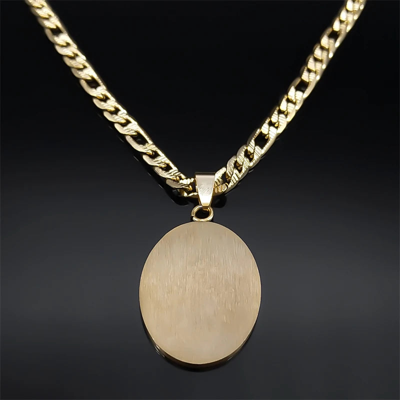 Catholic Virgin Mary Madal Necklace Men Women Stainless Steel Necklaces Jewelry Gift Novena a La Virgen Del Carmen NZZZ137S05