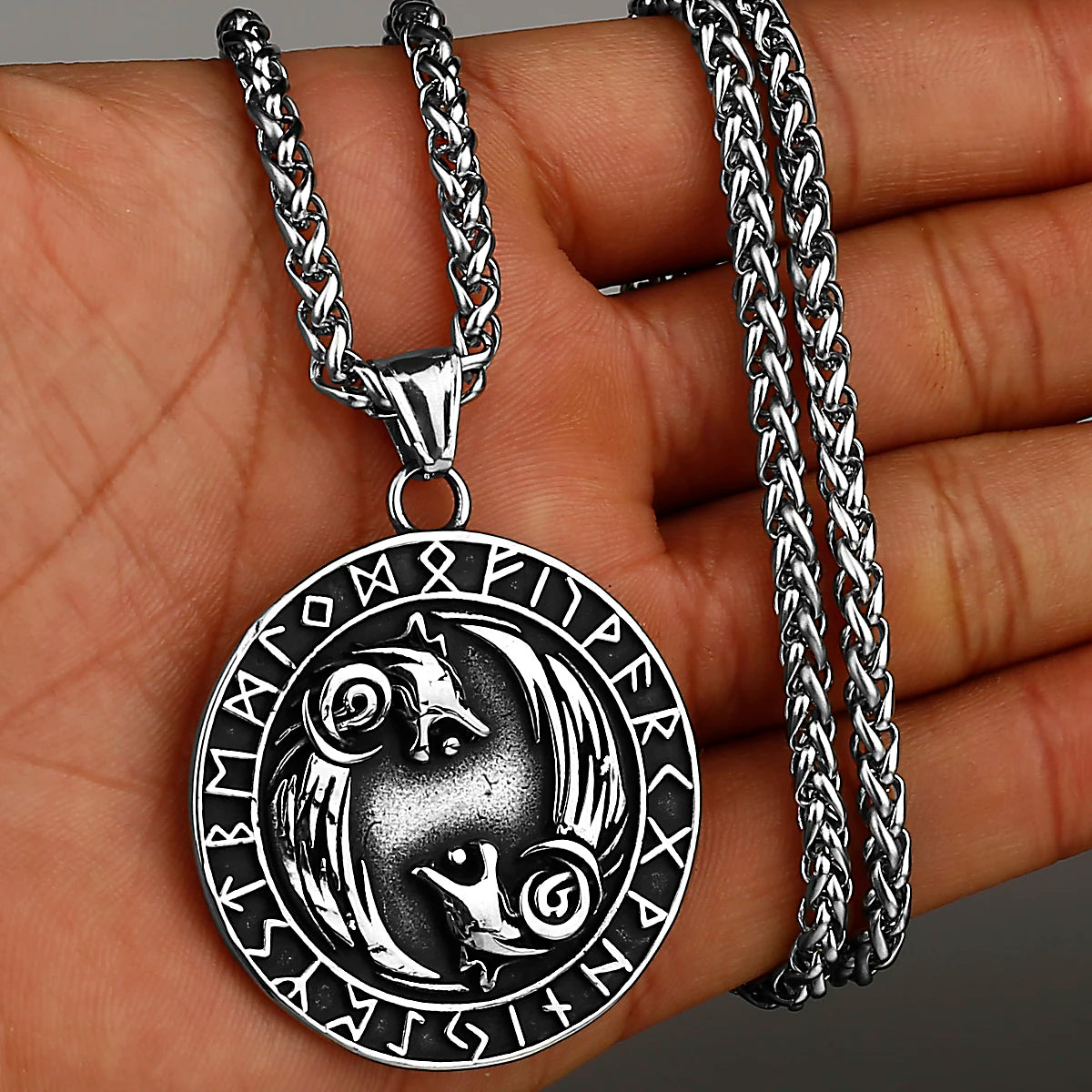 Viking Style Various Wolf Head Runes Original Stainless Steel Material Unisex Necklace Pendant Birthday Gift Factory Wholesale WJ 10