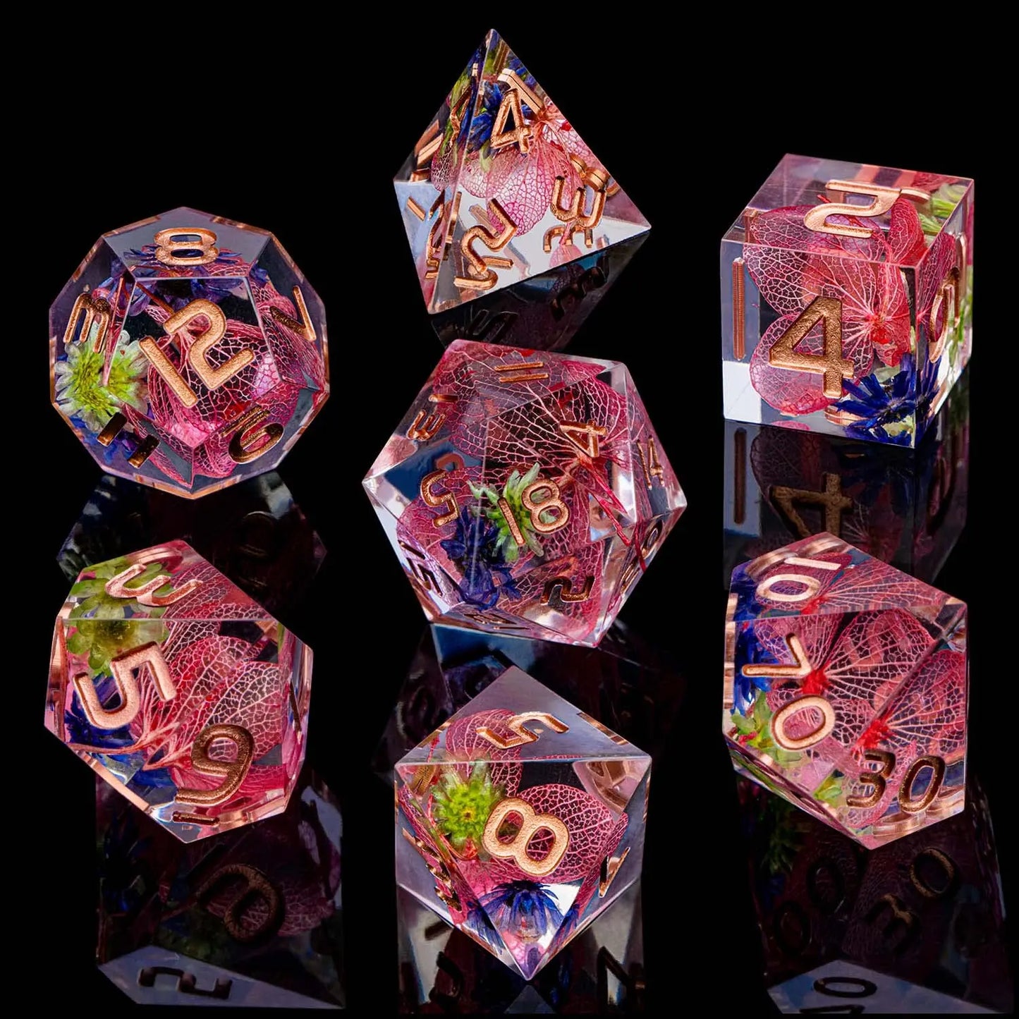 Dnd Sharp Edge Flower Handmade D20 RPG Polyhedral D and D Resin Dice Set For Dungeon and Dragon Pathfinder D6 Table Role Playing