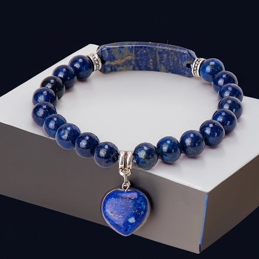 Natural Stone Crystal Bracelets Strand Heart Italian Charm Beaded Matching Love Moonstone Jade Summer For Women Jewelry Gift CYSL24D