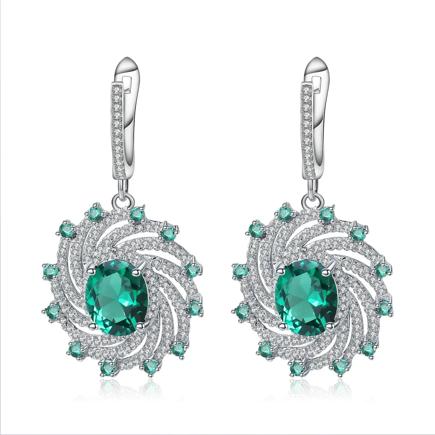 GEM'S BALLET Huge Luxury Nano Emerald Dangle Earrings Solid 925 Sterling Silver Vintage Earrings For Women Gift Fine Jewelry Nano Emerald CHINA