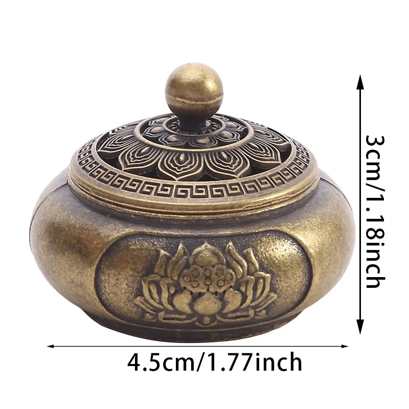 Retro Copper Lotus Pocket Hollow Out Incense Sticks Burner Brass Incense Holder With Cover Sandalwood Cense Buddhism Home Decor