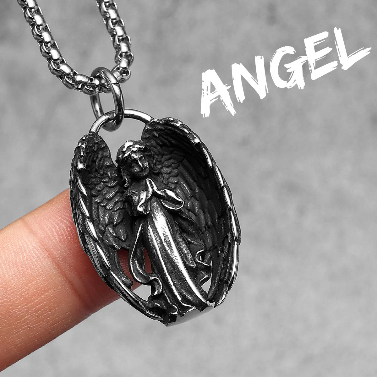 Angel Waing Amulet Stainless Steel Men Necklaces Pendant Chain Punk New In For Couple Women Fashion Jewelry Gifts Wholesale