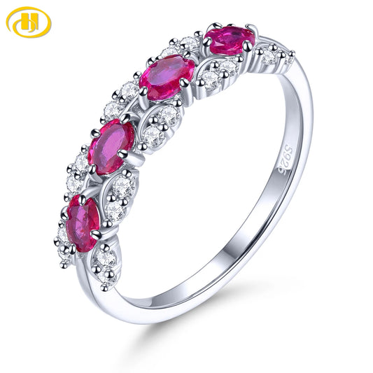 Precious Ruby Sterling Silver Rings Natural Genuine Gemstone 0.6 Carats Romantic Wedding Engagement Gifts S925 Fine Jewelry