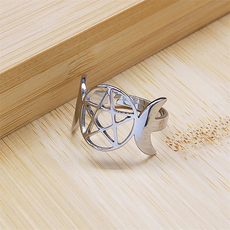 Witchcraft Stainless Steel Witch's Irish Knot Ring Men/Women Silver Color Ireland Adjustable Rings Witch Jewelry nudo de bruja