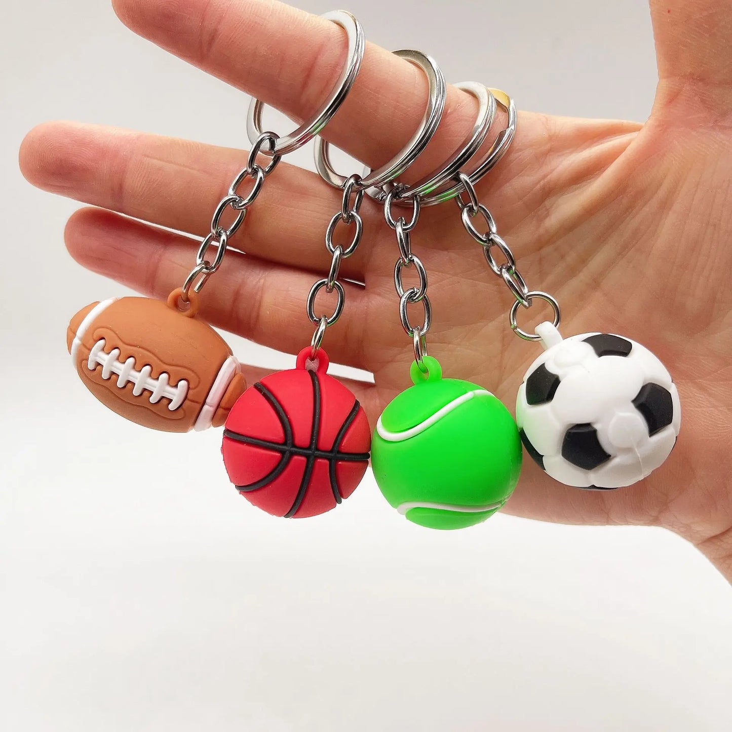 New Creative Simulation Football Keychain Pendant PVC Basketball Tennis Rugby Keychain Accessories