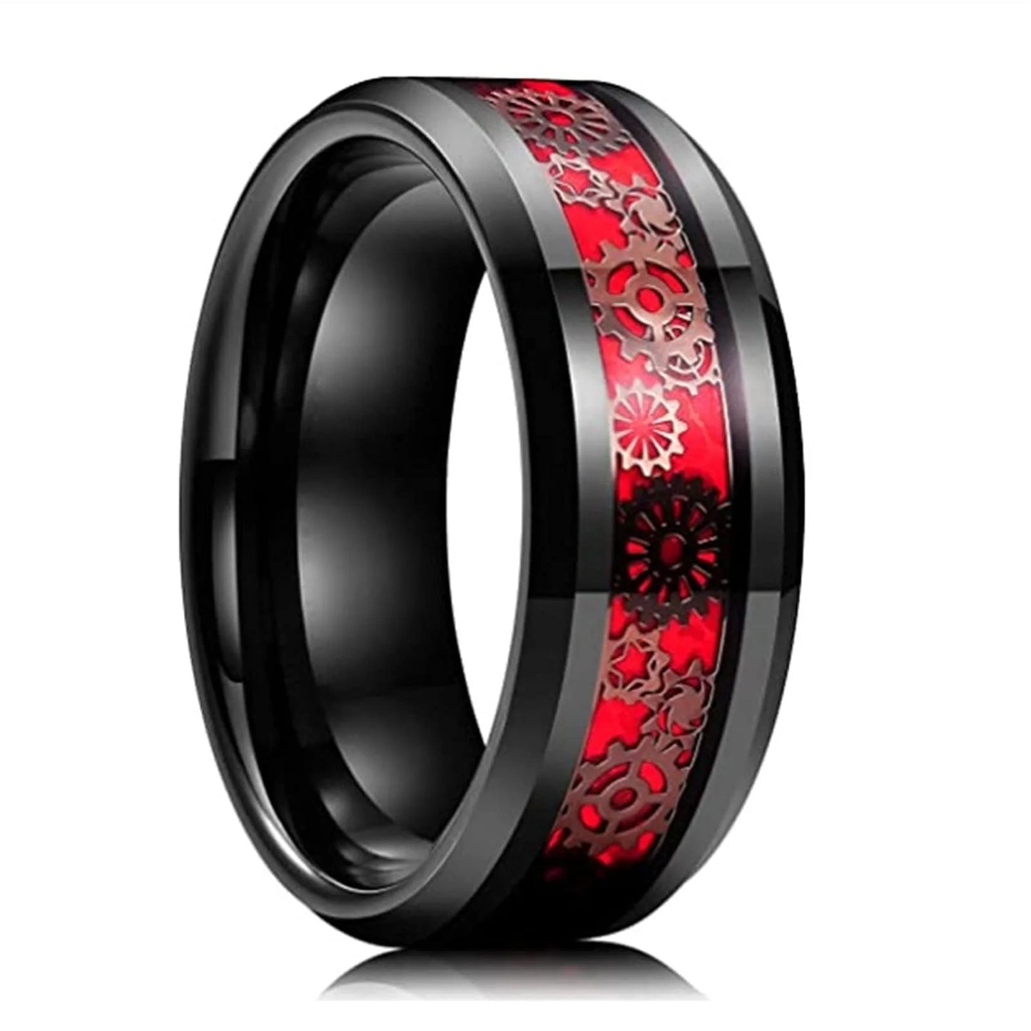 Fashion Steampunk Men Stainless Steel Gear Wheel Rings Inlay Blue Carbon Fiber Rings For Men Punk Wedding Jewelry Drop shipping