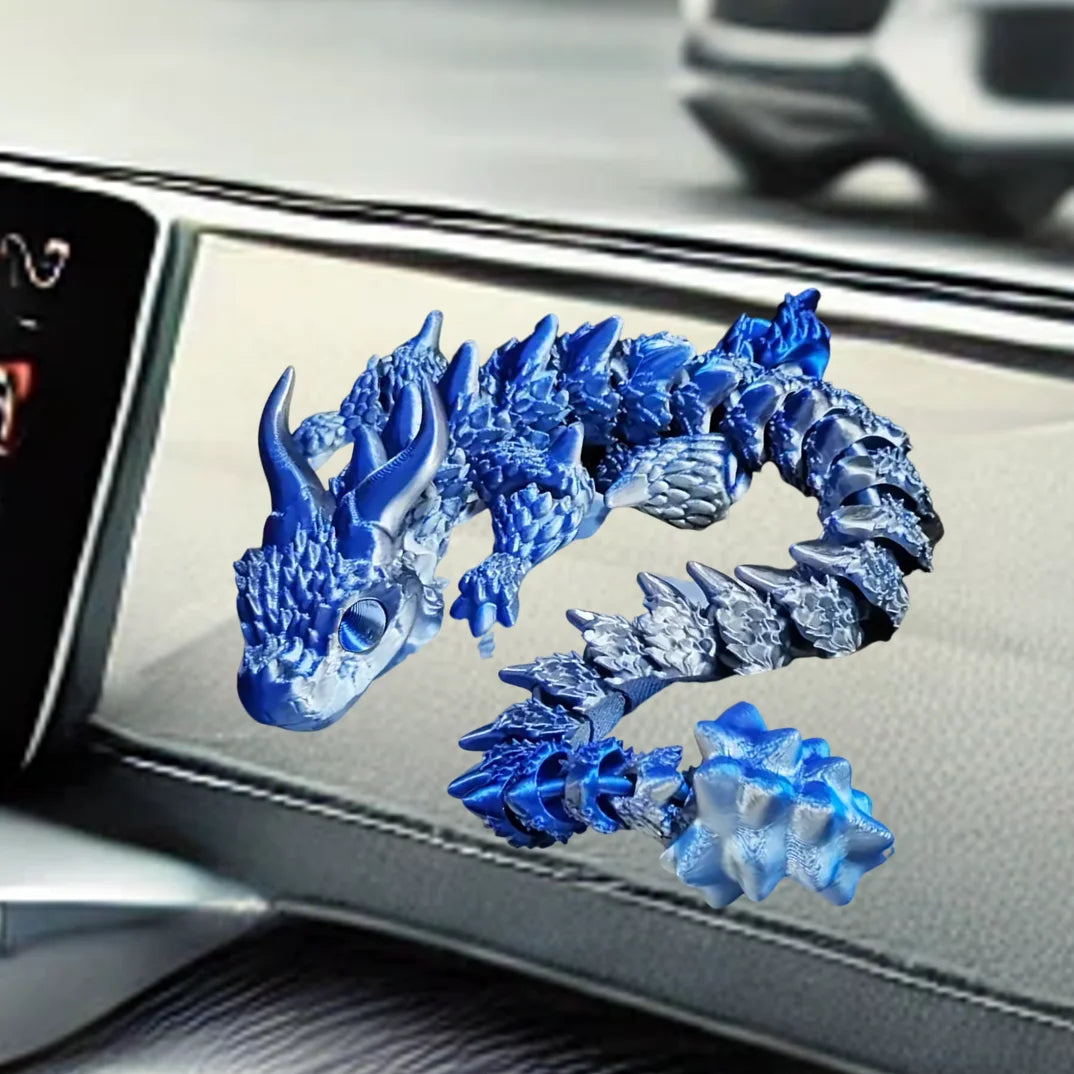 1pc Charming 3D Printed Double-Horned Dragon Figurine with Random Eyes - Ideal for Car Ornament, Home & Car Decor, Living Room