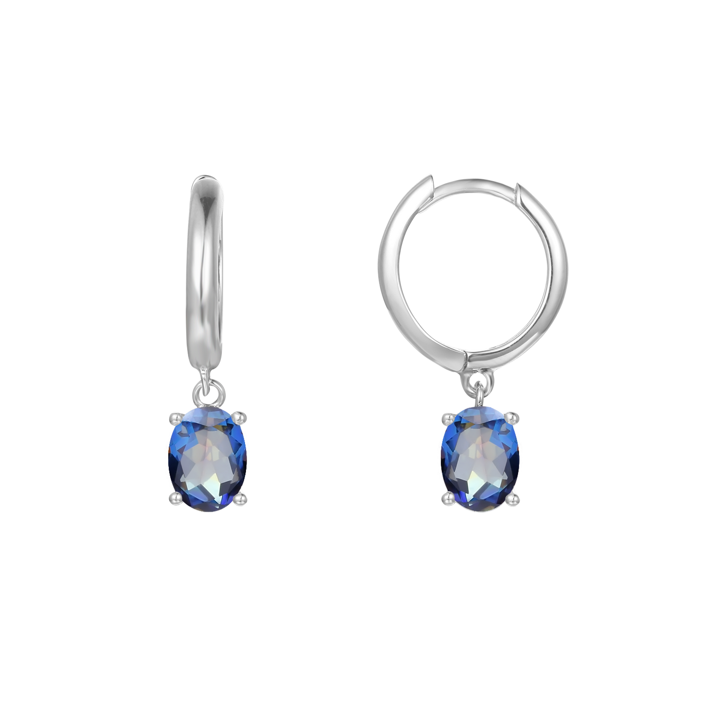 GEM&#39;S BALLET December Birthstone Jewelry 6x8mmOval Swiss Blue Topaz Gemstone Dangle Earrings in 925 Sterling Silver For Women Blueish 925 Sterling Silver