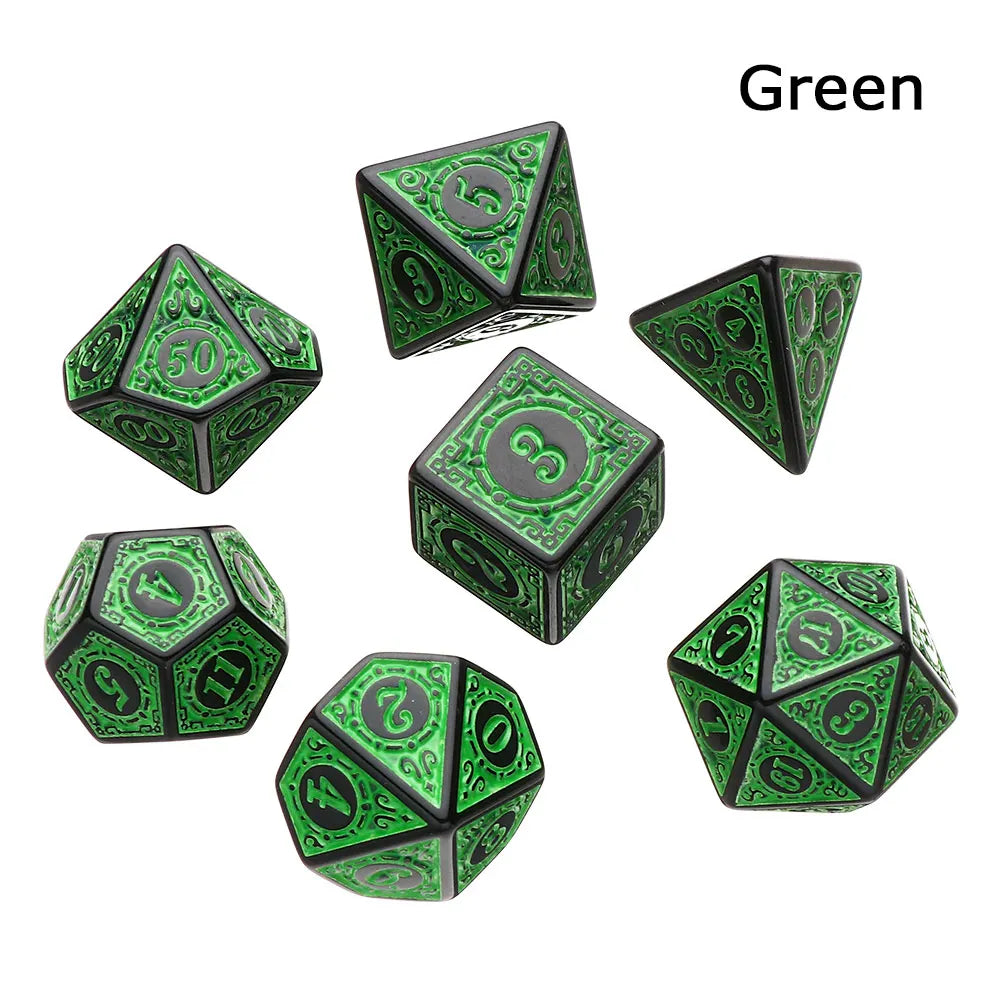 7Pcs Metal Hollow Dice Set Hollow Polyhedral Metal Dices Table Games Accessory For D&d DND D6 D8 D10 D12 D20 E2 - Plastic