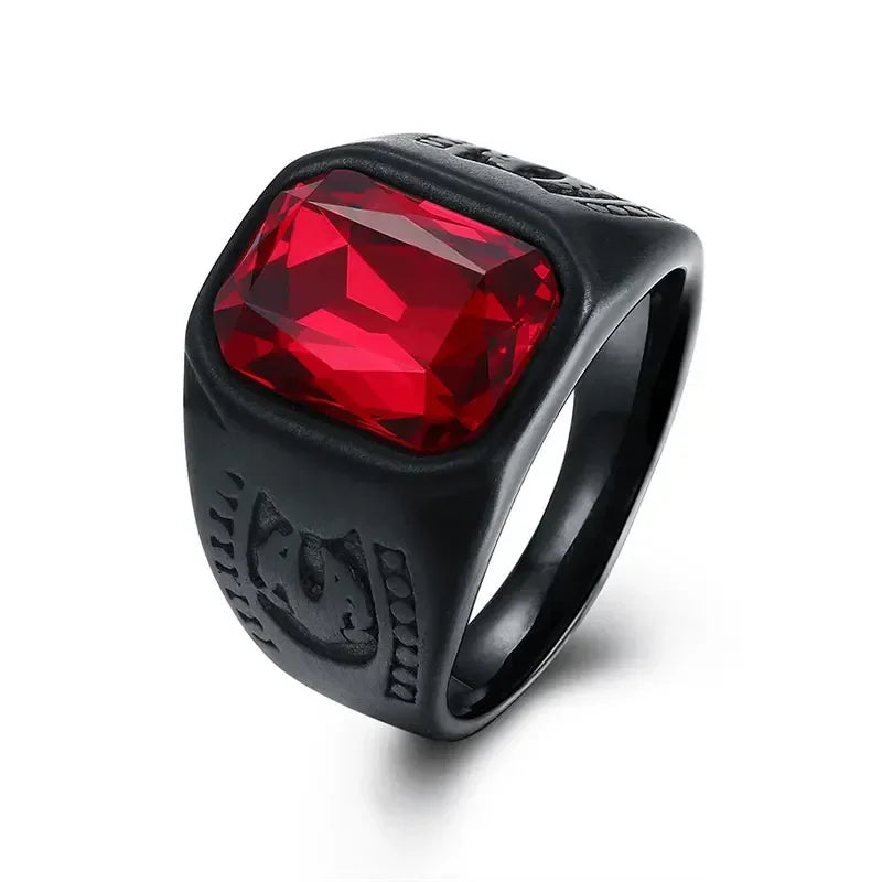 New Retro Handmade Turkish Rings for Men Vintage Double Swords Black Zircon Rings Punk 2024 Trendy Islamic Religious Muslim
