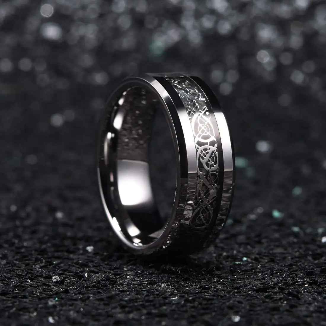 Simple 8mm Purple Stainless Steel Rings For Men Women Purple Matte Finish Beveled Polished Edge Men Rings Wedding Band Jewelry