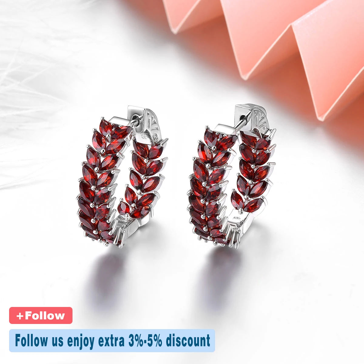 Natural Red Garnet Clip Earring Sterling Silver Jewelrys 6 Carats Genuine Gemstone Women Classic Style Original Design Gifts