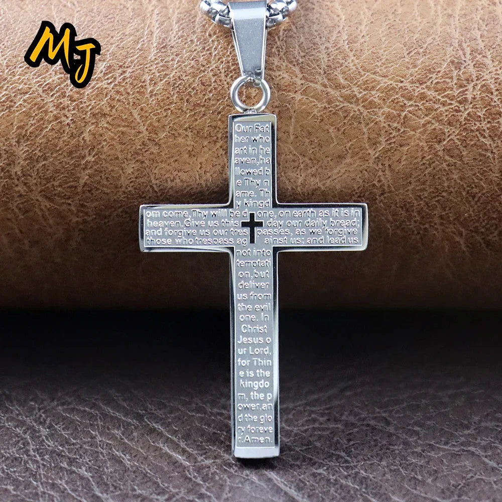 New Stylish Cross Necklace for Men Women Exquisite Stainless Steel Religious Cross Pendant Punk Biker Amulet Jewelry