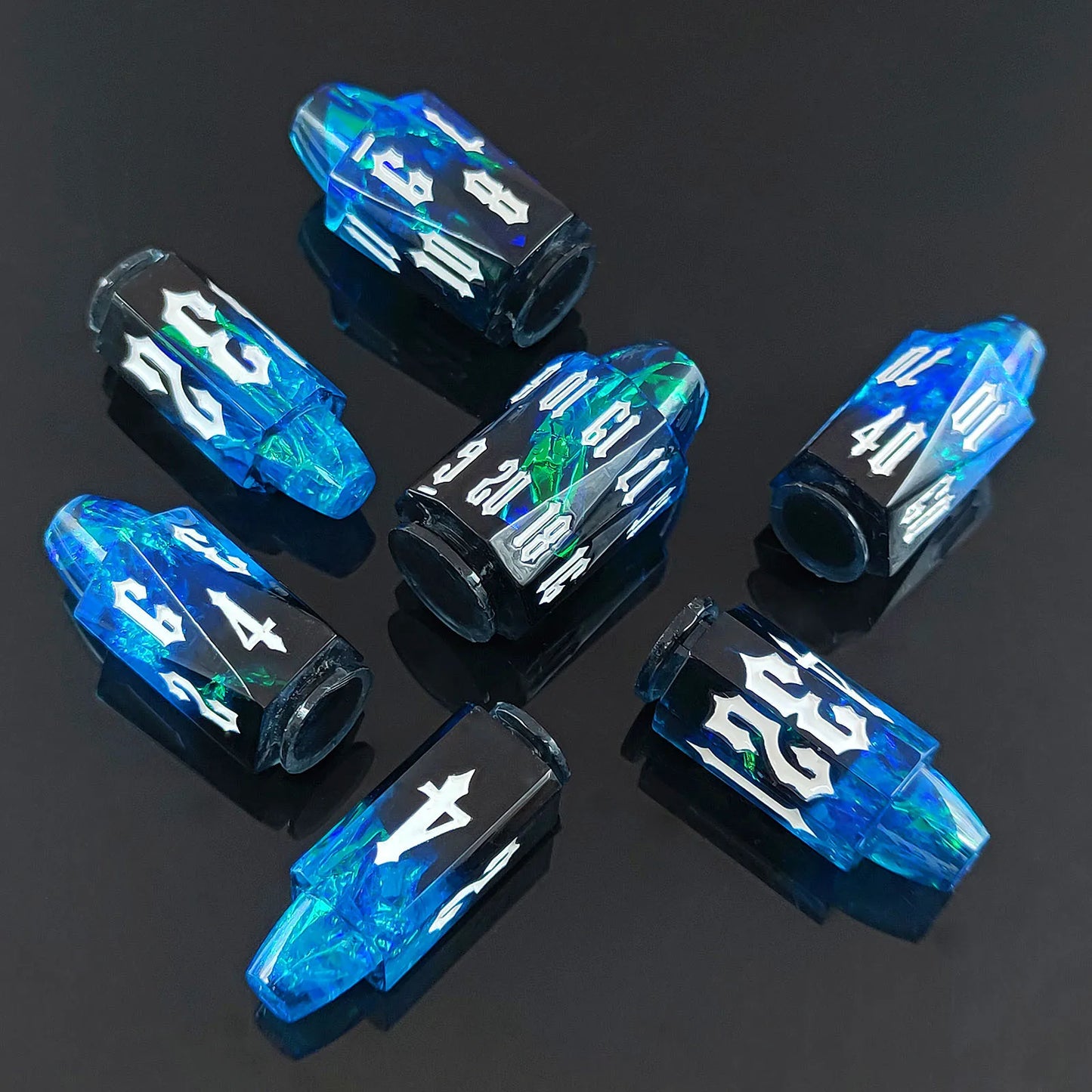 7pcs/set of Multi Color Bullet Resin Number Dice for DND TRPG COC Running Team D6 Board Game Polyhedral Dice Dnd Dice Set bkbe