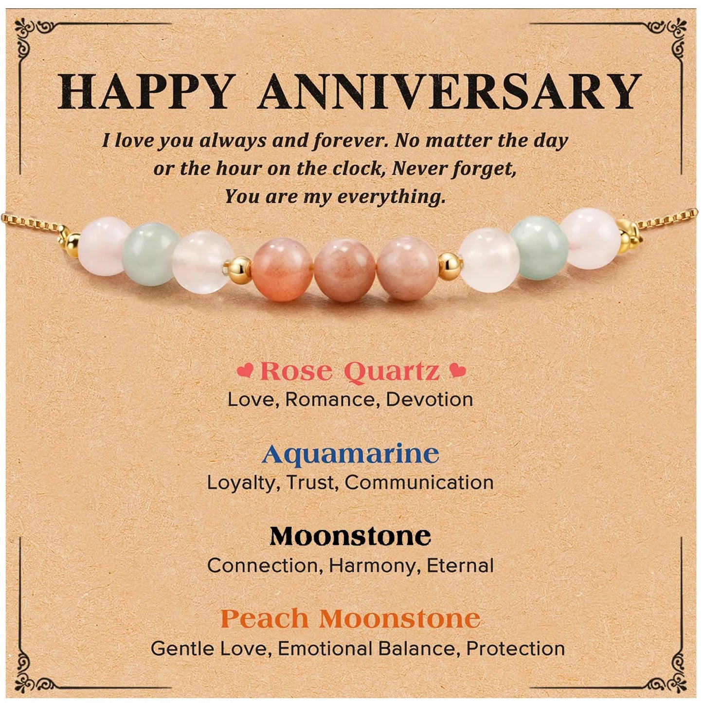Natural Stone Moonstone Stainless Steel Bracelet Female, Adjustable, Gift for Mother sisters's Anniversary Friendship Jewelry