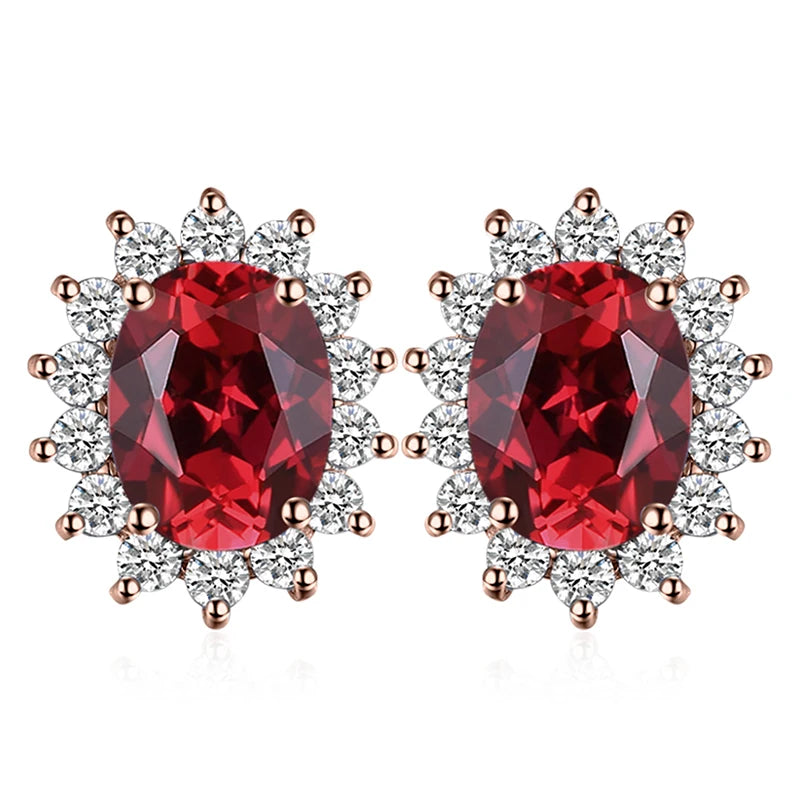 JewelryPalace Created Blue Sapphire Ruby 925 Sterling Silver Stud Earrings Natural Amethyst Garnet Peridot Topaz Princess Diana