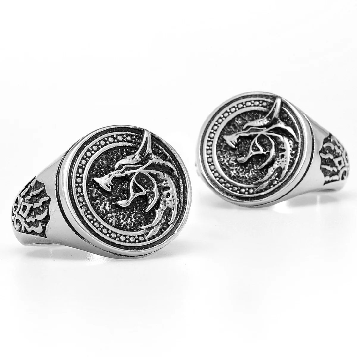 Viking Wizard Wolf Paw Stainless Steel Mens Rings Punk HipHop Unique Trendy for Male Biker Jewelry Creativity Gift