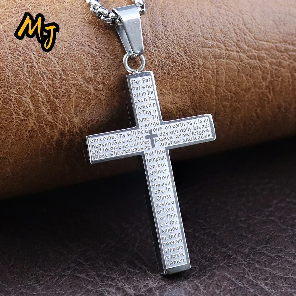 New Stylish Cross Necklace for Men Women Exquisite Stainless Steel Religious Cross Pendant Punk Biker Amulet Jewelry