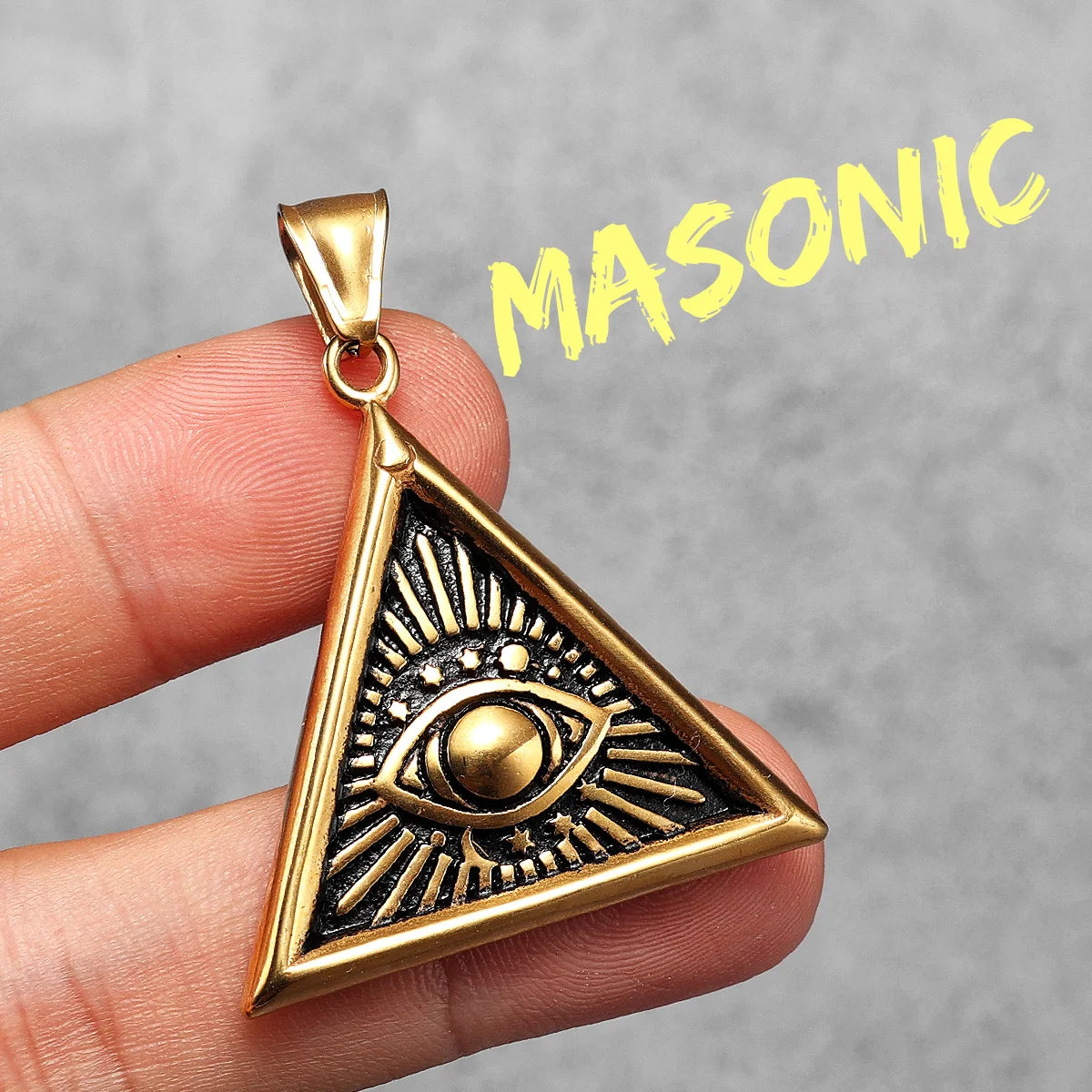 Masonic Illuminati Eye Stainless Steel Men Necklaces Pendant Chain Powerful Amulet Vintage For Women Jewelry Gifts Wholesale