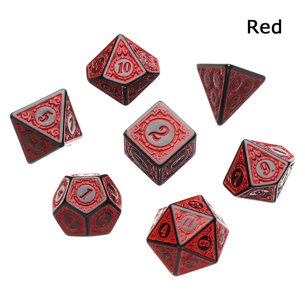 7Pcs Metal Hollow Dice Set Hollow Polyhedral Metal Dices Table Games Accessory For D&d DND D6 D8 D10 D12 D20 E3 - Plastic