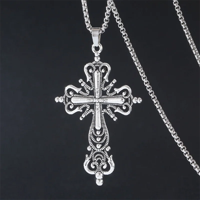 European And American Fashion Personality Retro Gothic Cross Necklace For Men And Women Street Hip-Hop Trendsetters Versatile Pe