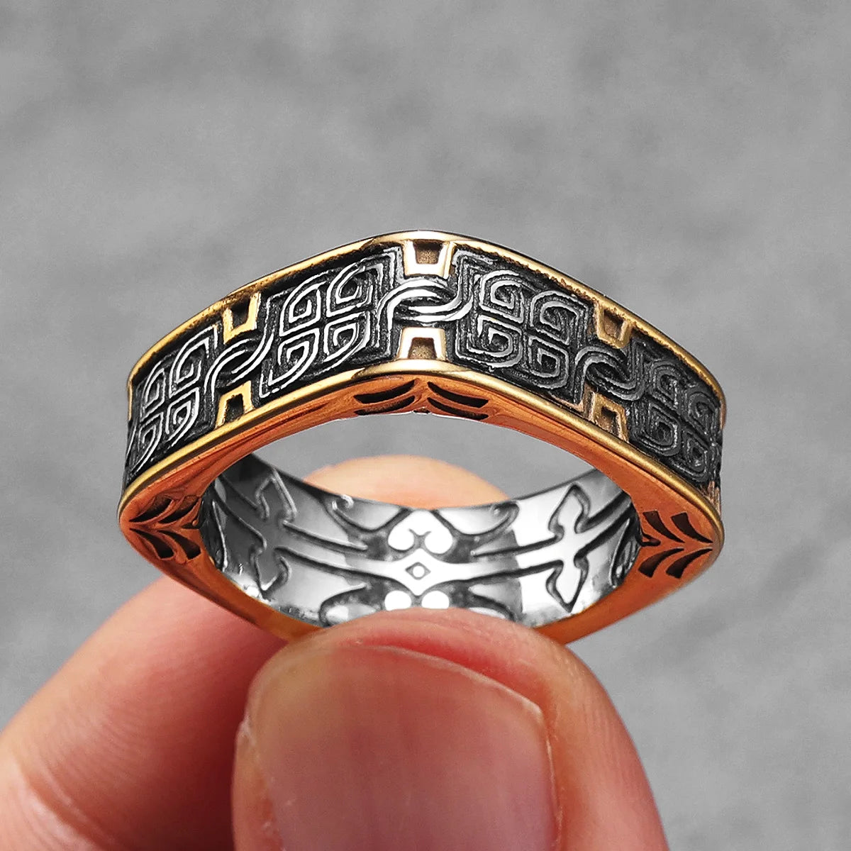 Ancient Classical Patterns Men Rings Stainless Steel Women Fashion Jewelry Punk Trendy New In Accessories Gift