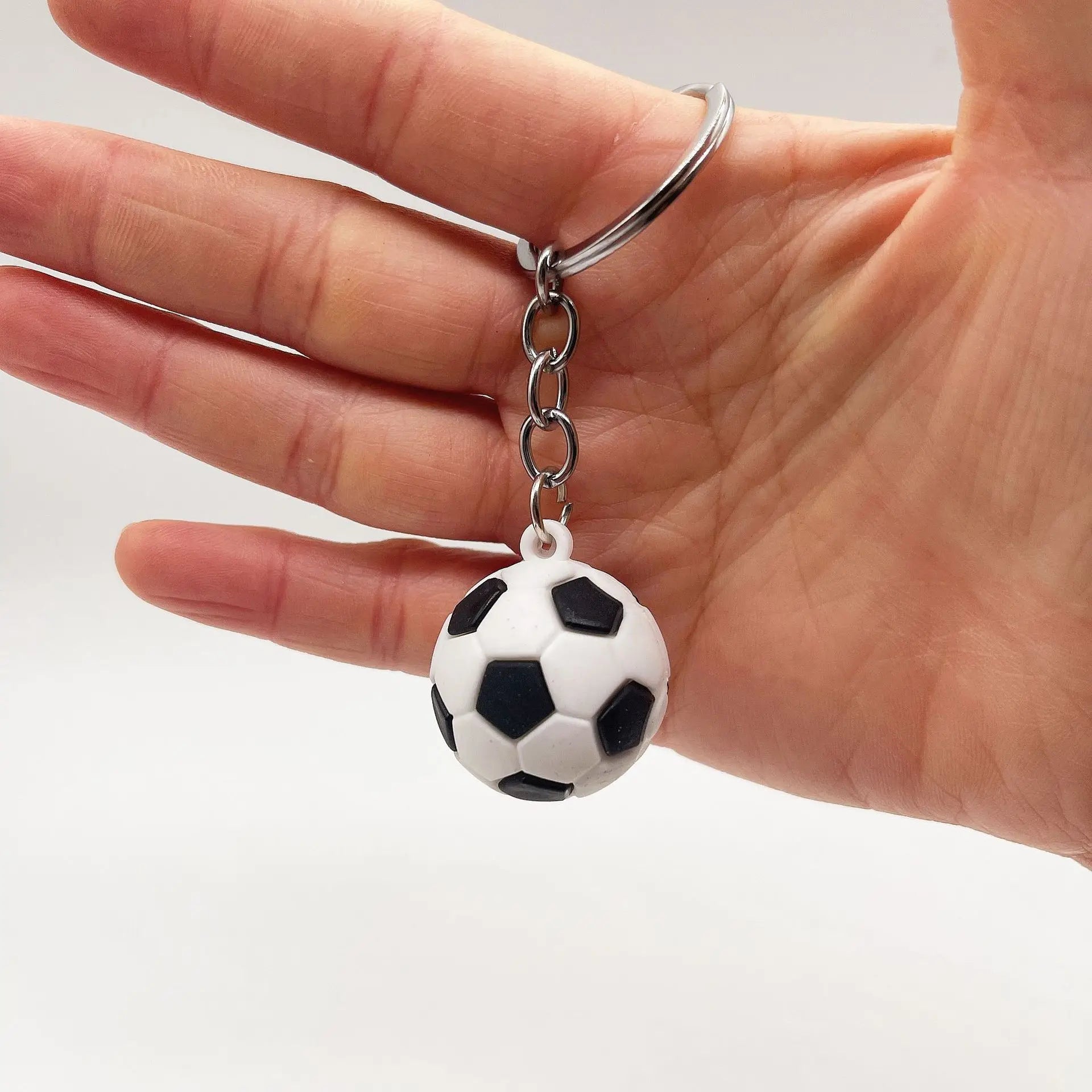 New Creative Simulation Football Keychain Pendant PVC Basketball Tennis Rugby Keychain Accessories