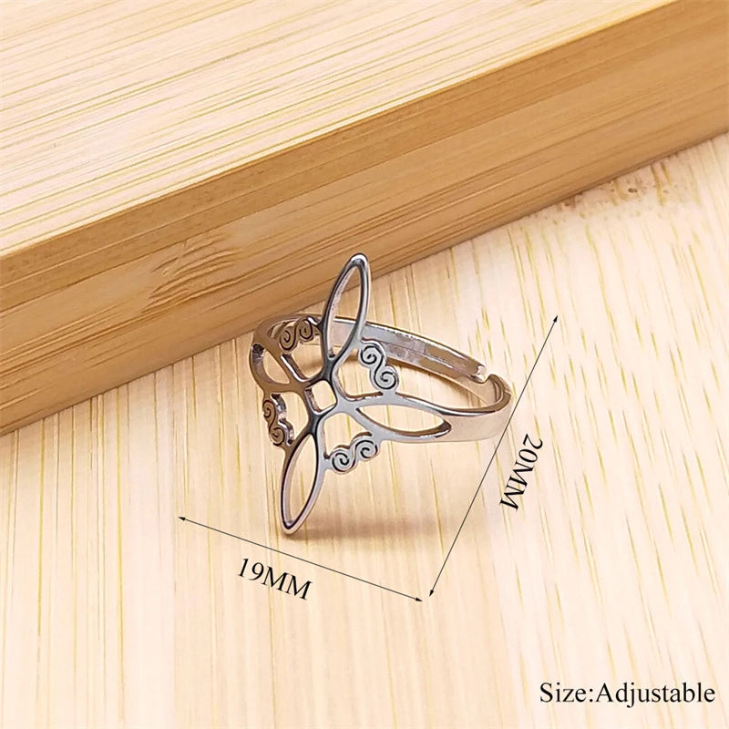 Witchcraft Stainless Steel Witch's Irish Knot Ring Men/Women Silver Color Ireland Adjustable Rings Witch Jewelry nudo de bruja