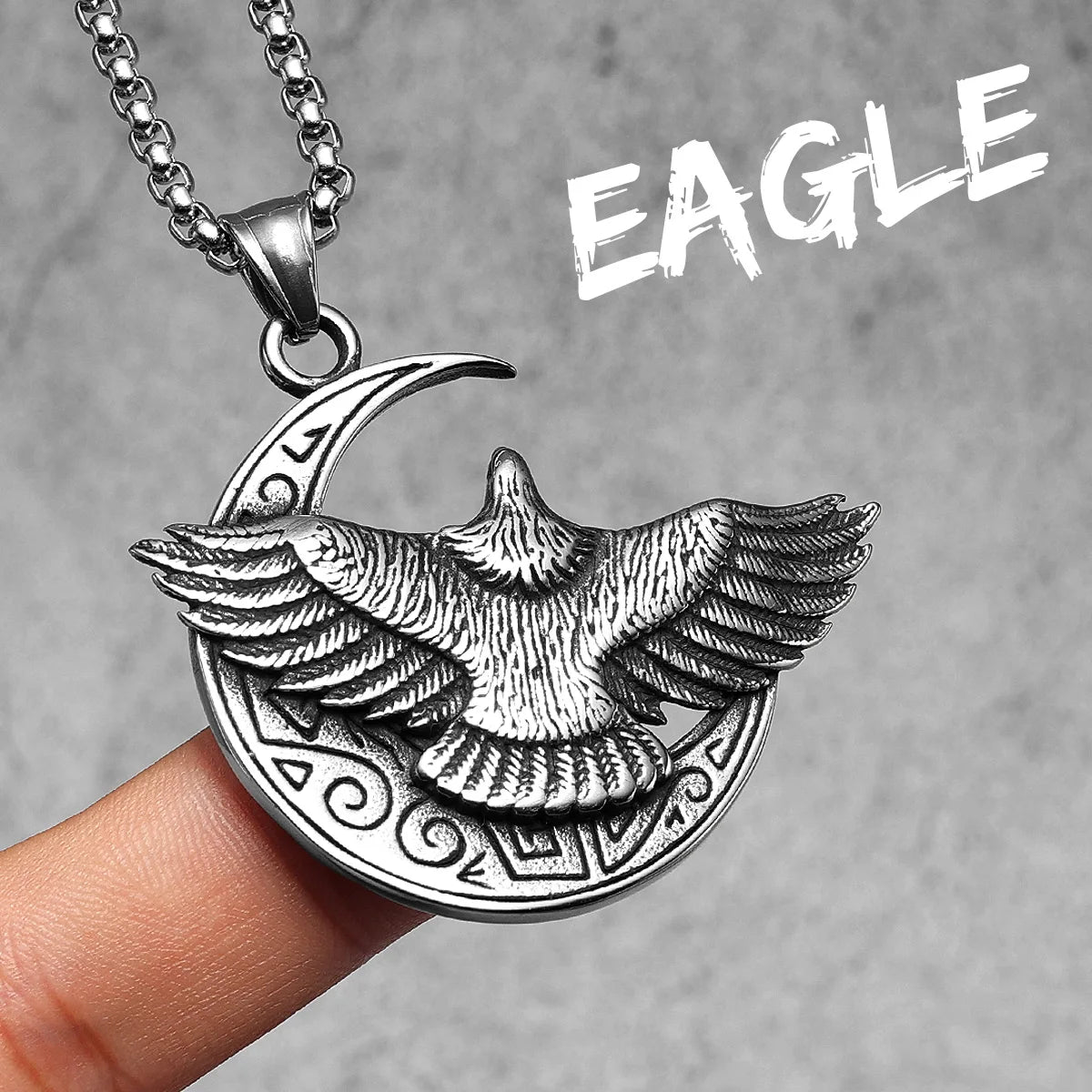Moon Fly Eagle Stylish Stainless Steel Men Necklaces Pendant Chain Punk For Women Fashion Jewelry Gifts Wholesale Dropshiping