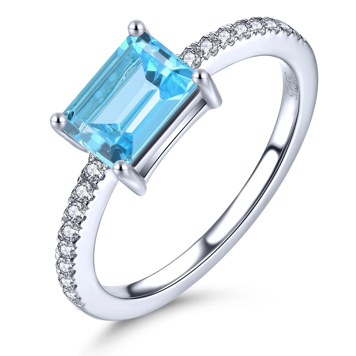 Natural Deep Blue Topaz Sterling Silver Rings 1.3 Carats Genuine Gemstone Topaz Women Simple Classic Fine Jewelry Design Swiss Blue Topaz