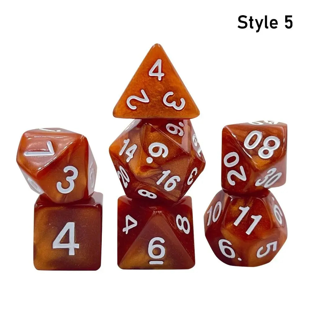 7Pc Colorful Digital Dice Resin Table Entertainment Tarot Game Party Toys Polyhedral for DND Dice Tabletop Role-Playing Supplies