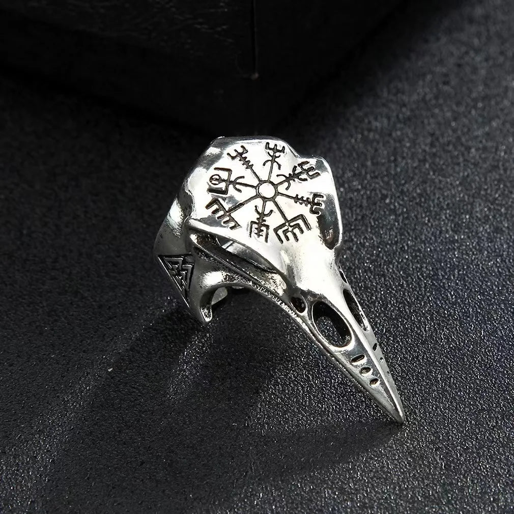 Retro Odin Raven Ring For Men Silver Color Punk Gothic Adjustable Ring Handmade Rock Hiphop Biker Jewelry Accessories Man Gift