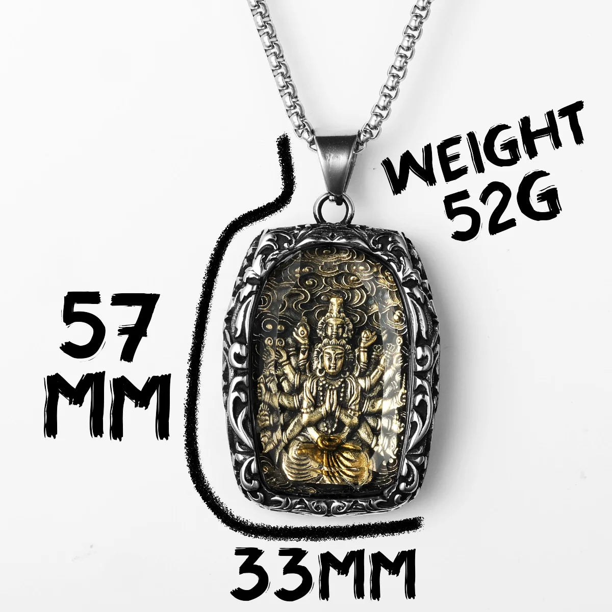 Buddhism Buddha Glass Stainless Steel Men Necklaces Pendant Chain Powerful Amulet Vintage Cool For Women Jewelry Gifts Wholesale