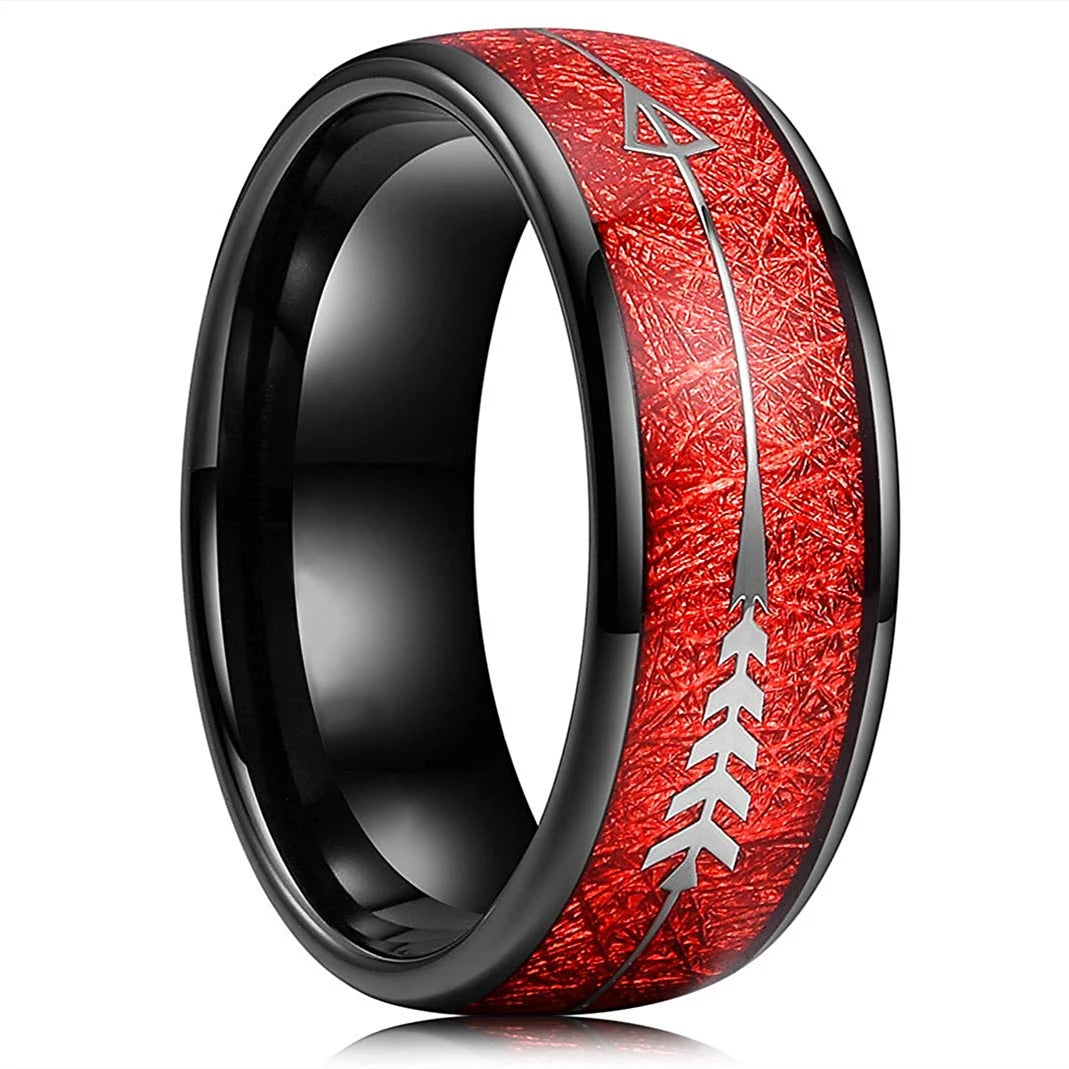 Fashion 8MM Rose Gold Color Stainless Steel Rings For Men Women Colorful Abalone Shell  Inlaid Men Rings Wedding Party Jewelry