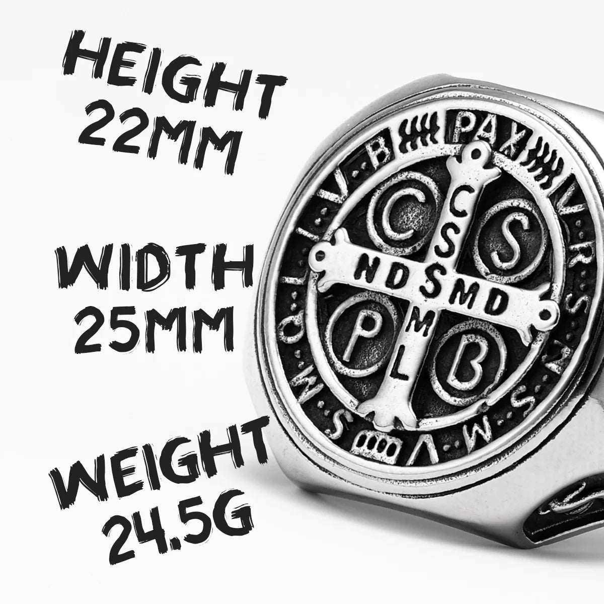 Catholic Saint Benedict Exorcism Amulet  Men Rings Stainless Steel Women Jewelry Vintage Punk Fashion Accessories Gift Wholesale