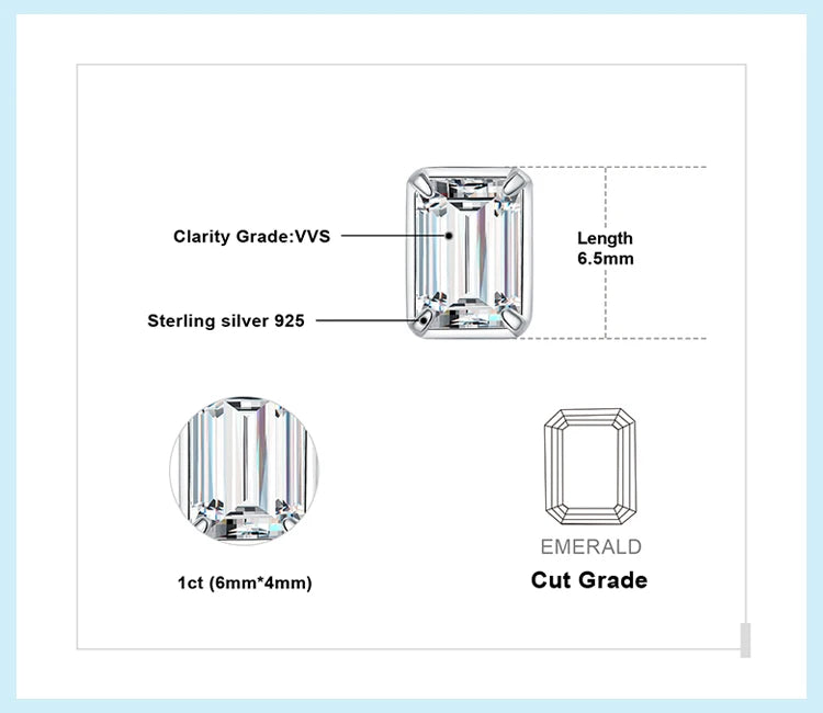 JewelryPalace Emerald Cut 5A Cubic Zirconia Wedding Engagement 925 Sterling Silver Stud Earrings for Woman Anniversary Gift