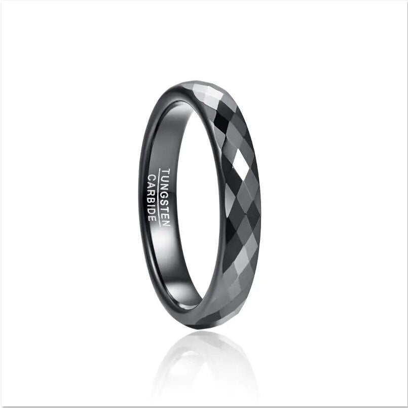 4mm Tungsten Carbide Ring Hammered Finish Rose Gold Blue Wedding Rings for Women Men Comfort Fit Rings Engagement Jewelry Black T210R
