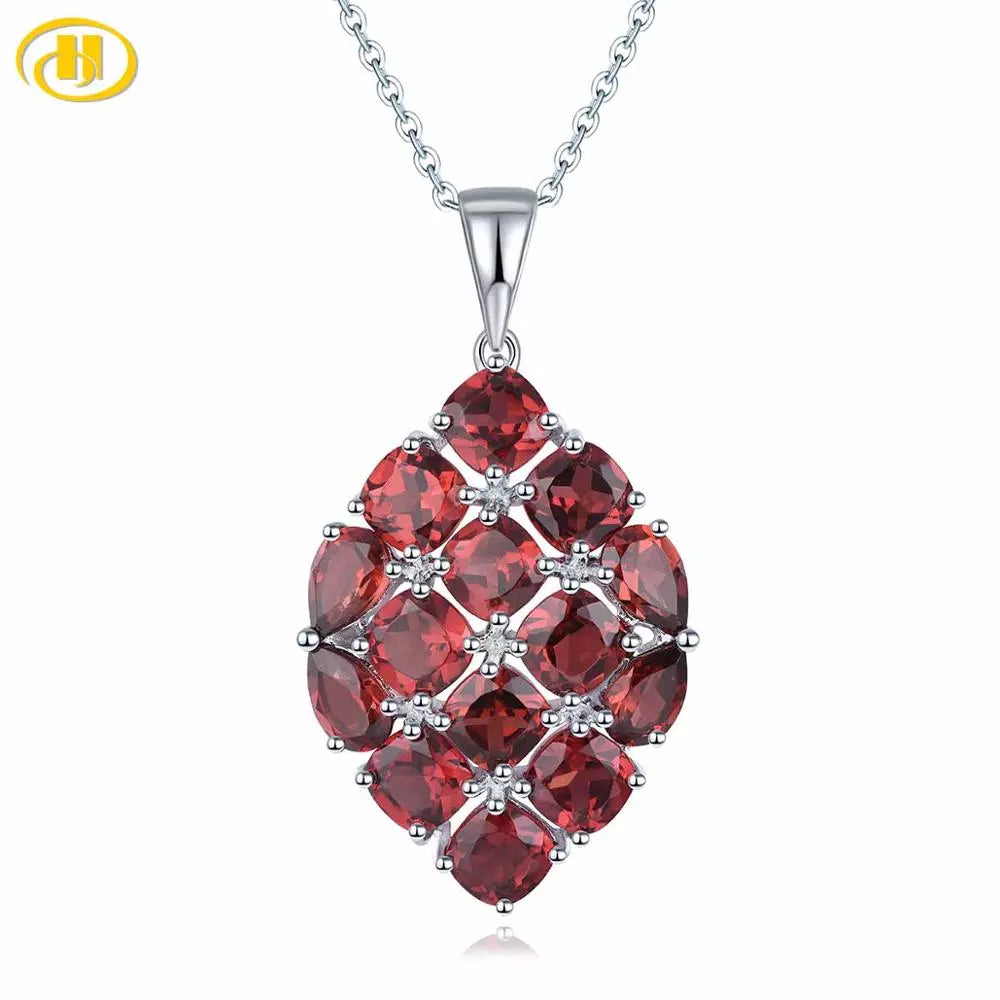 Natural Red Garnet Silver Pendants for Women S925 Jewelry 8.7 Carats Natural Garnet Romantic Design for Women Christmas Gifts Default Title