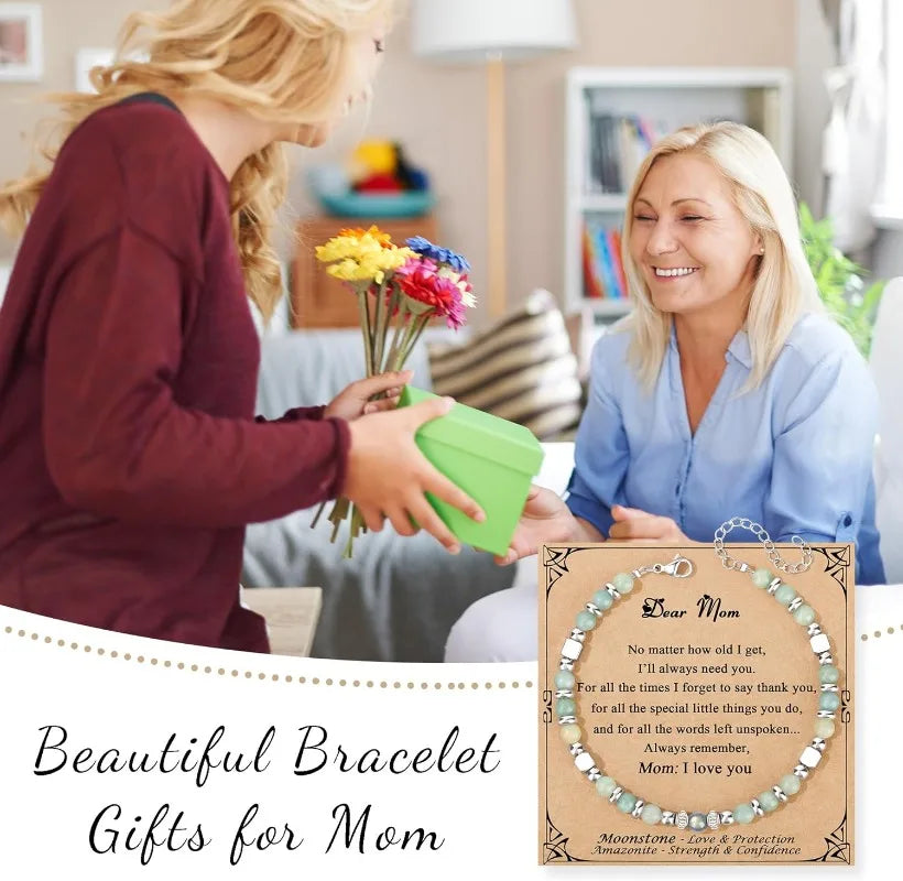Mothers Day Birthday Christmas Valentines Graduation Gifts Amazonite Colorful Imperial Jasper Stainless Steel Beads Bracelets,