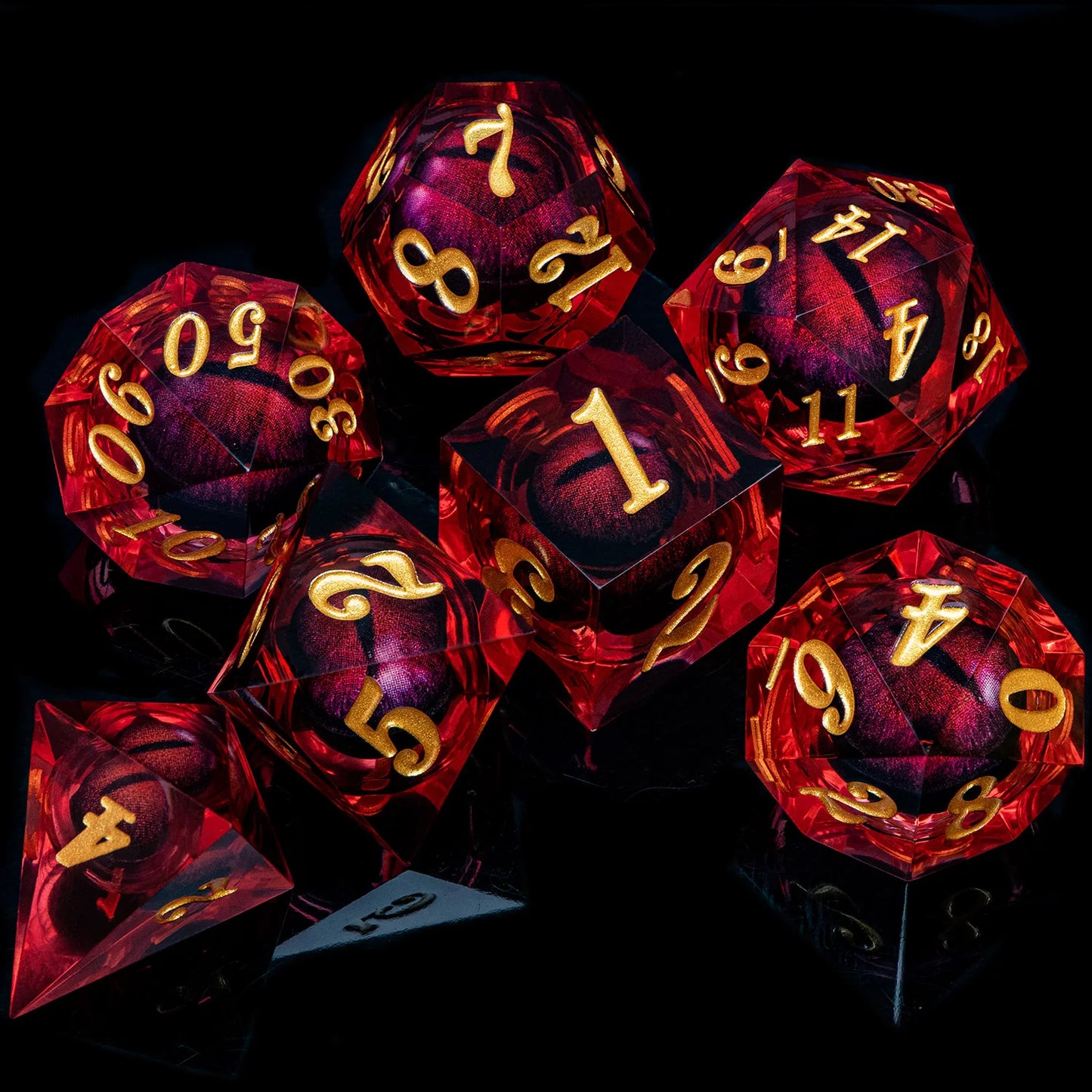 Flower Ring Dice Set & Dnd Liquid Flow Eye D and D Sharp Edge Dice For RPG D20 Dungeon and Dragon Pathfinder Role Playing Games LS-11